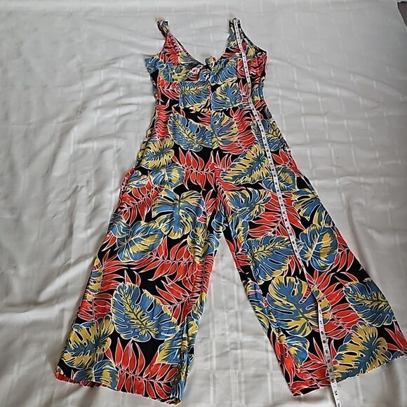 OXXO Women's Tropical Bell- Bottoms Jumpsuit Size Small Red/Blue - Picture 7 of 16